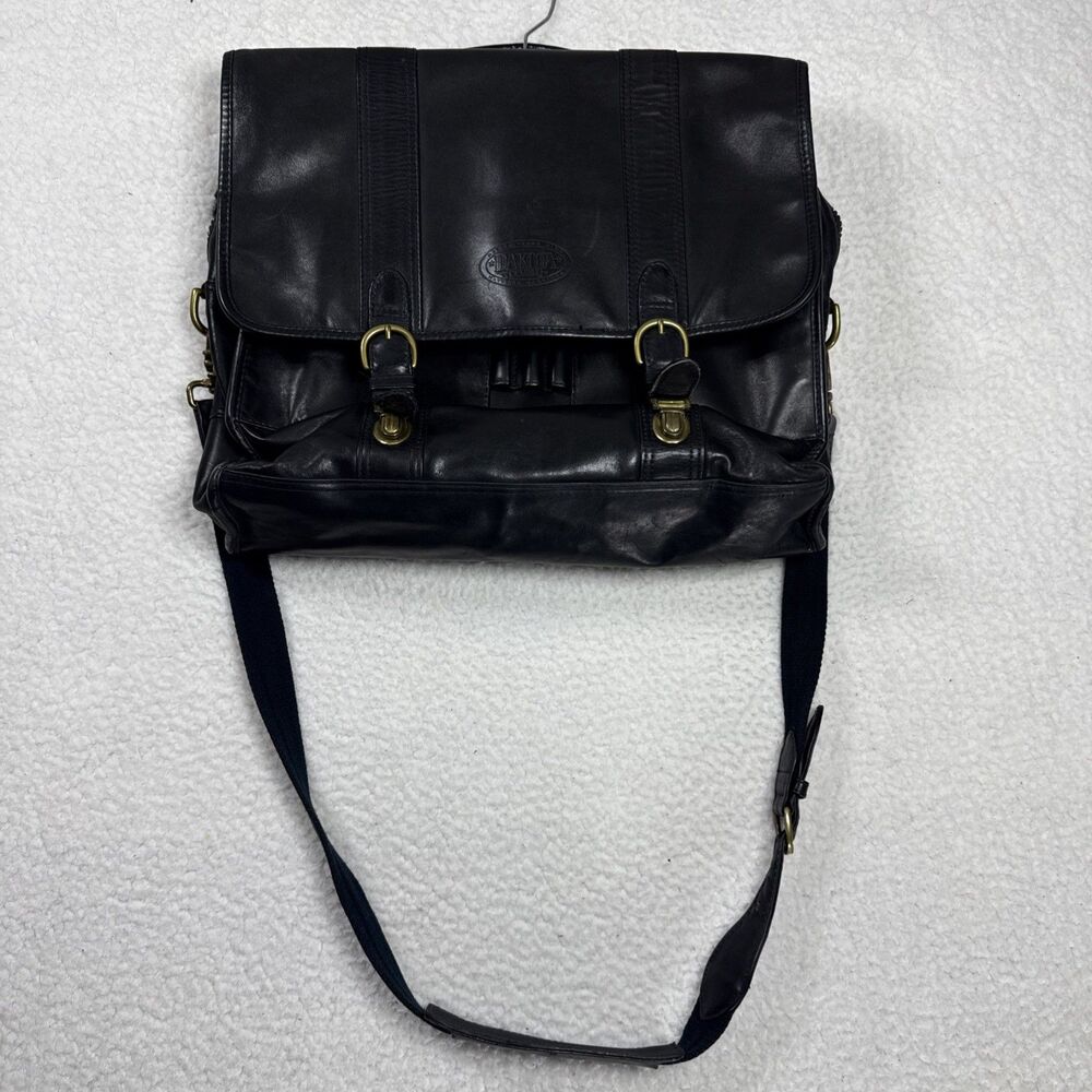 (B7) Tumi Dakota Briefcase Mens Large Black Leather Satchel Messenger Bag